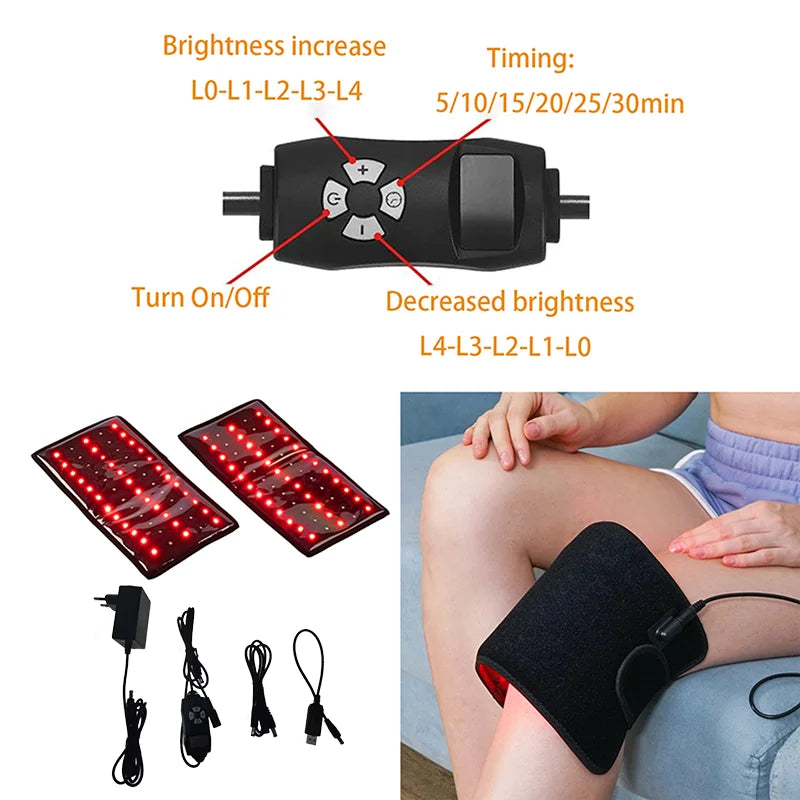 2Pcs 660&850NM Red Light Infrared Therapy Arm Belt For Pain Relief Flexible Wearable Wrap Leg&Arms Calf Pad Body Massage Device