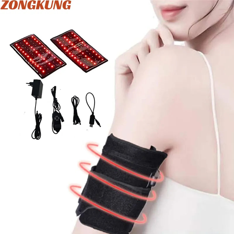 2Pcs 660&850NM Red Light Infrared Therapy Arm Belt For Pain Relief Flexible Wearable Wrap Leg&Arms Calf Pad Body Massage Device