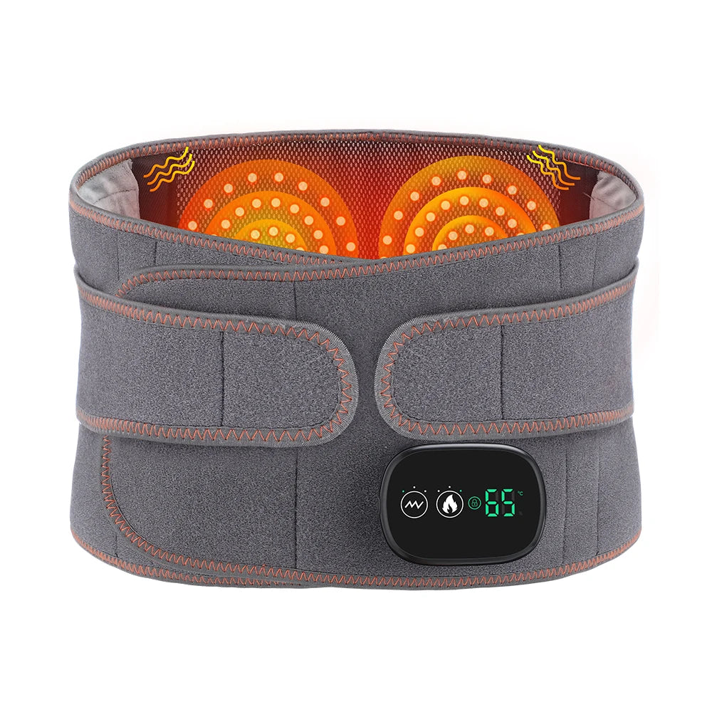 Electric Heating Belt Waist Massager Vibration Red Light Hot Compress Physiotherapy Lumbar Back Support Brace Pain Relief Tools